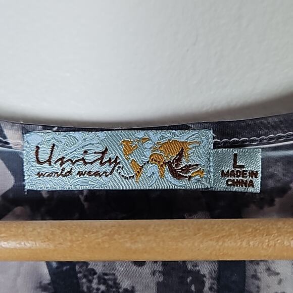 Unity One World Tank Top Size L Boho Sleeveless Scroll Print Lace Whimsigoth - Picture 6 of 7